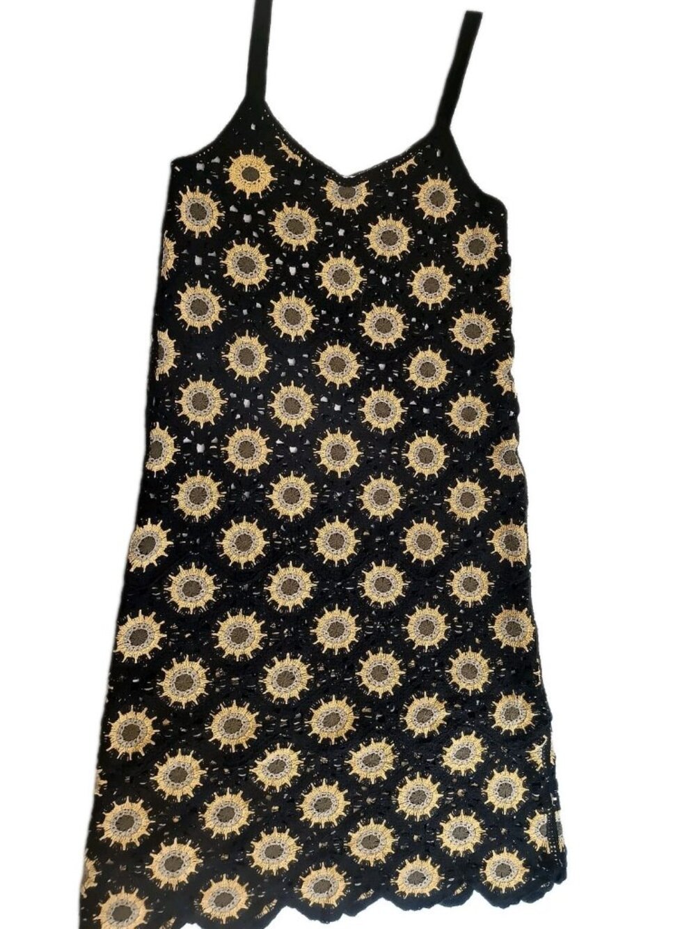 Indian Boutique Dress ML Crochet Midi Fairy Festival Boho Cover Up Open Knit Sun - Picture 2 of 11
